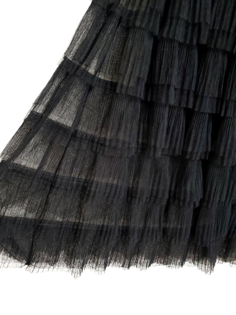 Maje Josepha Tiered Tulle Semi-Sheer Midi Skirt Size 36 Small Black Layered - Picture 6 of 15